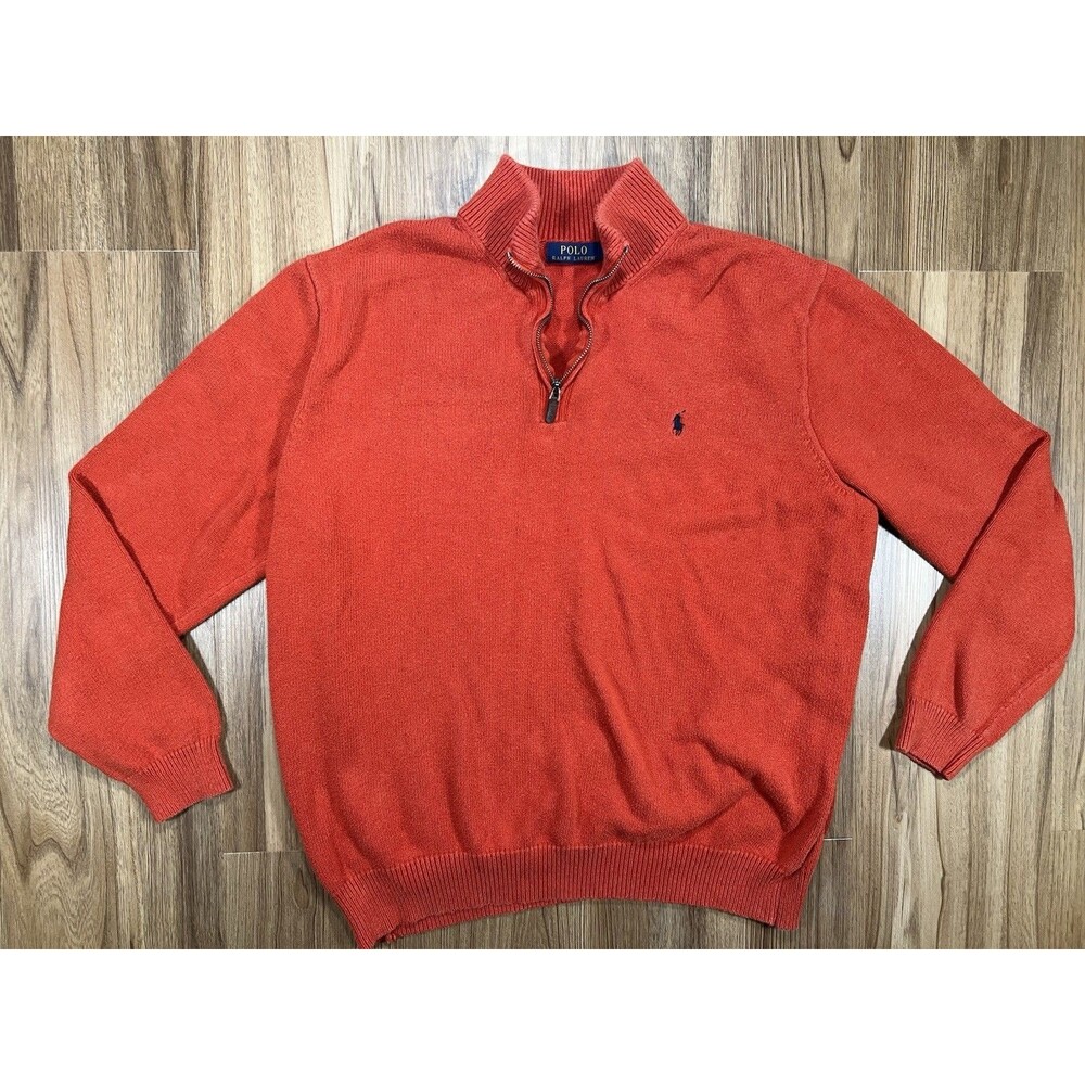 Vintage Polo Ralph Lauren 1/4 Zip Pullover Sweater Men 2XLT Orange